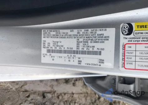 2015 Ford Fiesta Se из США, поврежденный, VIN 3FADP4BJ2FM161696